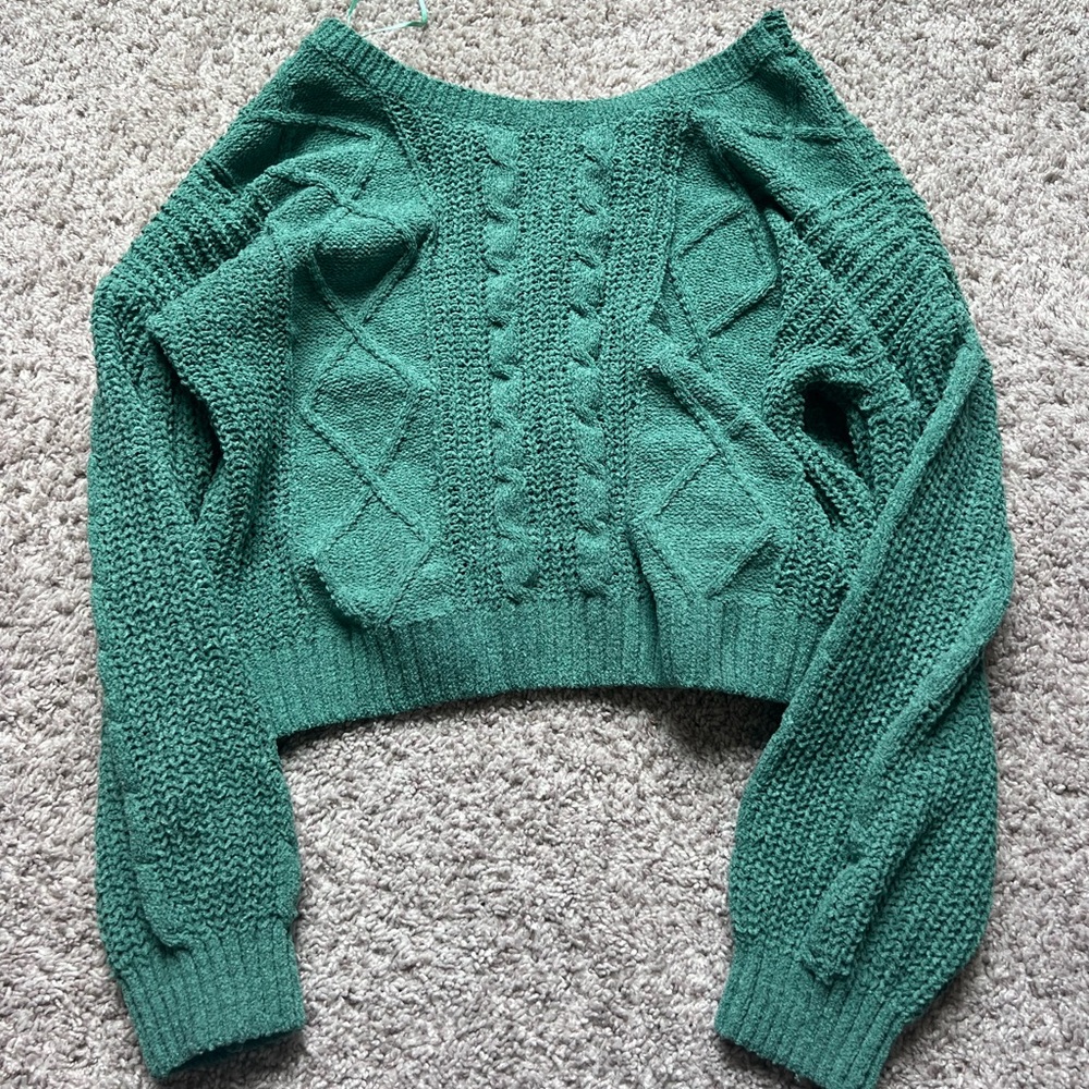 Green Cable Knit Sweater